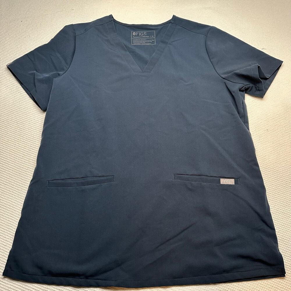 Figs Technical Collection Women’s Shirt Scrub Top V Neck Blue gray Medium